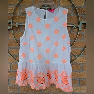 Lilly Pulitzer Lilliana Embroidered White Cantelope Eyelet Tank Top Tunic